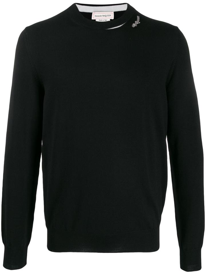 Alexander Mcqueen Logo Patch Knitted Jumper - Black