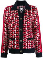 Miu Miu Mm Logo Pattern Knitted Cardigan - Red