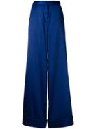 Self-portrait Satin Wide-leg Trousers - Blue