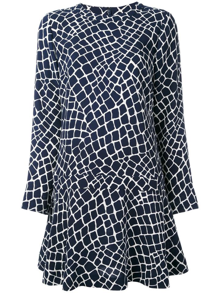 Michael Michael Kors - Nyla Croc Flounce Dress - Women - Silk/polyester - 8, Blue, Silk/polyester