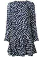 Michael Michael Kors - Nyla Croc Flounce Dress - Women - Silk/polyester - 8, Blue, Silk/polyester