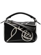 Loewe Black And White Small Leather Roses Puzzle Bag