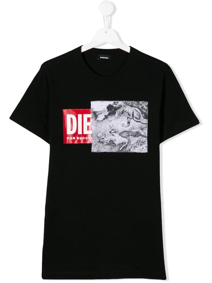 Diesel Kids Teen Logo Patch T-shirt - Black