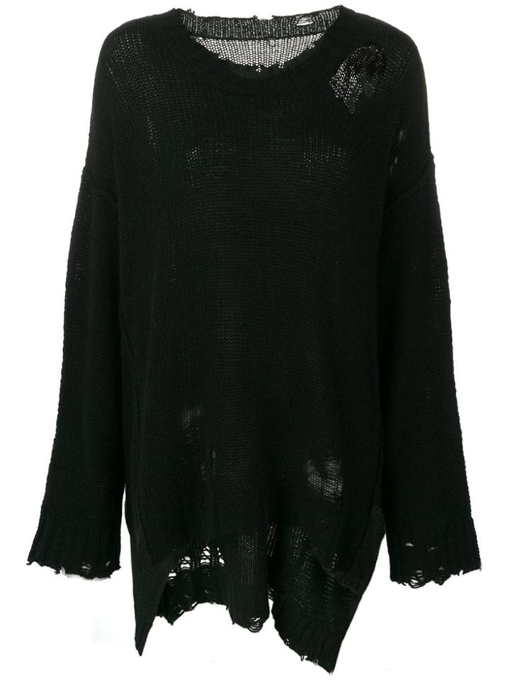 R13 Frayed Knitted Jumper - Black