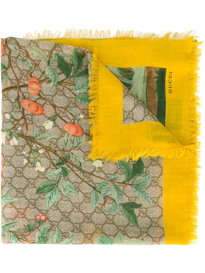 Gucci - Blooms Print Scarf - Women - Silk/modal - One Size, Yellow, Silk/modal