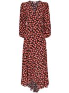 Ganni Lindale Floral Print Wrap Dress - Red