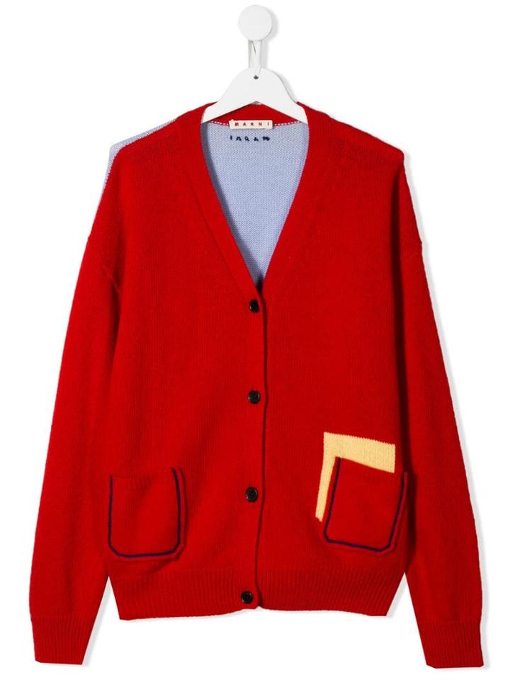 Marni Kids Teen Two-tone Cardigan - Red