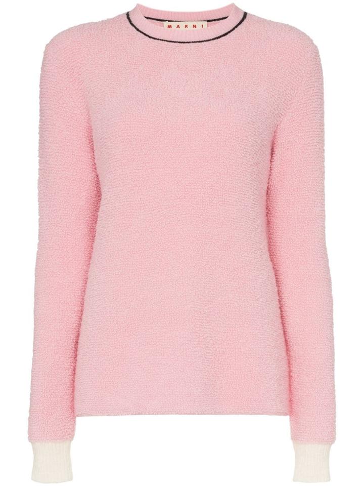 Marni Contrast Cuff Virgin Wool Jumper - Pink