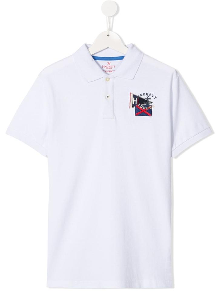 Hackett Kids Flag Patch Polo Shirt - White