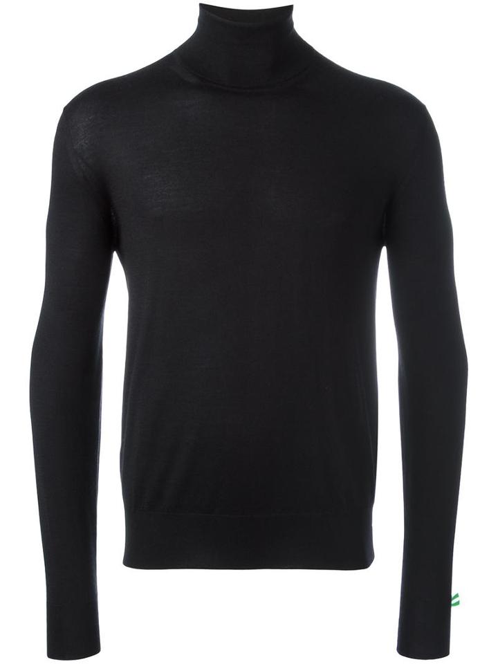 Cruciani Turtle Neck Jumper, Men's, Size: 54, Black, Silk/wool