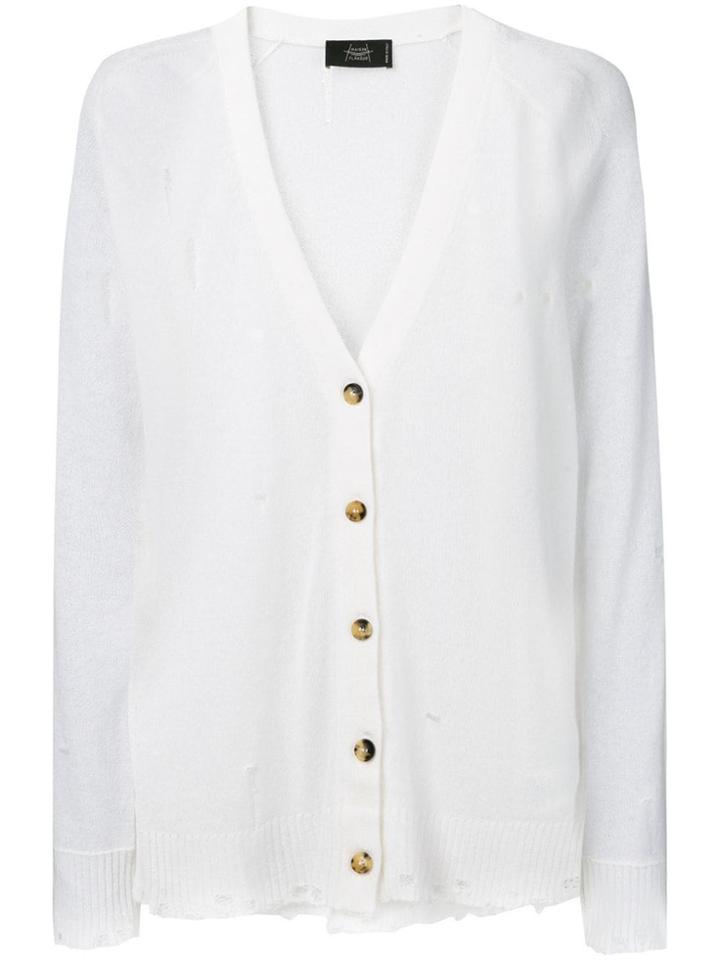 Maison Flaneur Distressed Cashmere Cardigan - White