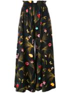 Fendi Floral Print Pleated Trousers, Women's, Size: 38, Black, Viscose