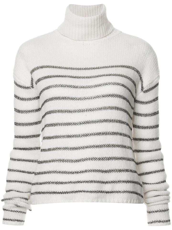 A.l.c. Turtleneck Striped Jumper - White