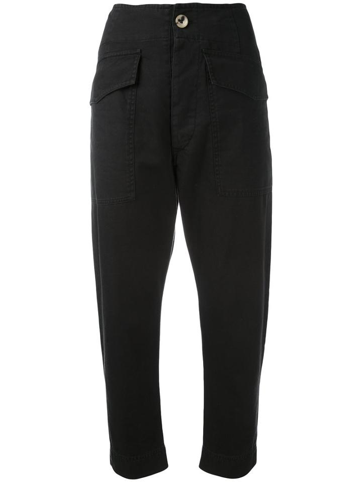 Isabel Marant Étoile High-waist Cropped Trousers, Women's, Size: 38, Black, Cotton