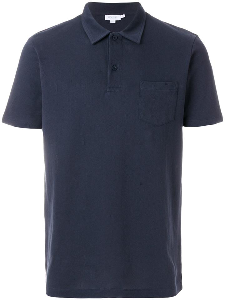 Sunspel Chest Pocket Polo Shirt - Blue