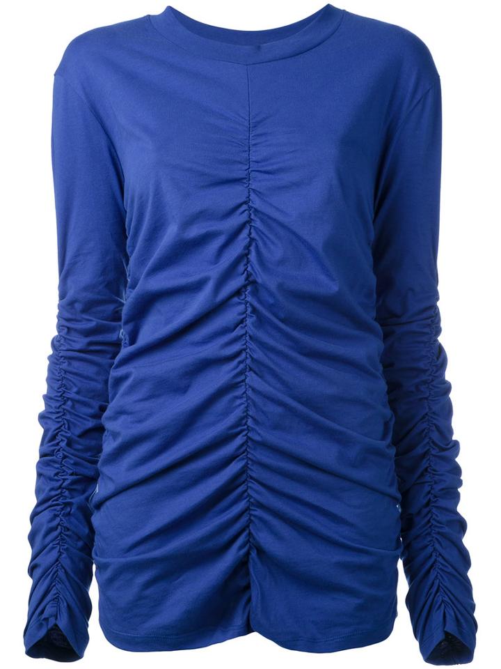 Msgm - Crumpled Effect Top - Women - Cotton - S, Blue, Cotton