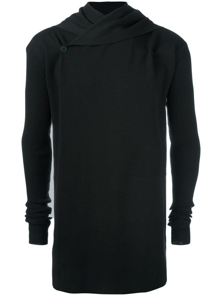 Rick Owens Hooded Cardigan, Men's, Size: Medium, Black, Virgin Wool