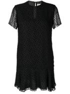 Saint Laurent Devoré Short Sleeve Mini Dress - Black