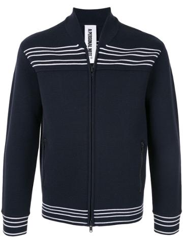 A Personal Note 73 Striped Bomber Jacket - Blue