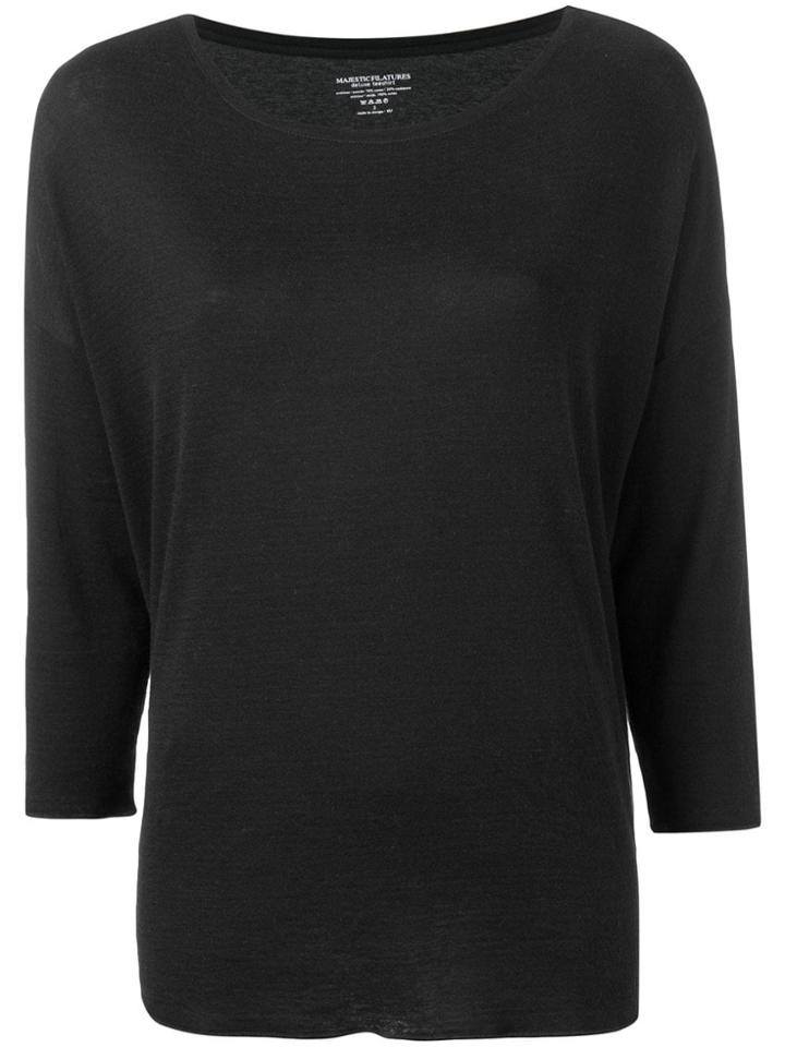 Majestic Filatures Three-quarter Sleeves Knitted Blouse - Black