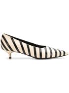 Sonia Rykiel Striped Pointed Kitten Heels - Nude & Neutrals