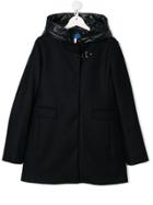 Fay Kids Teen Quilted Hood Wool Coat - Blue