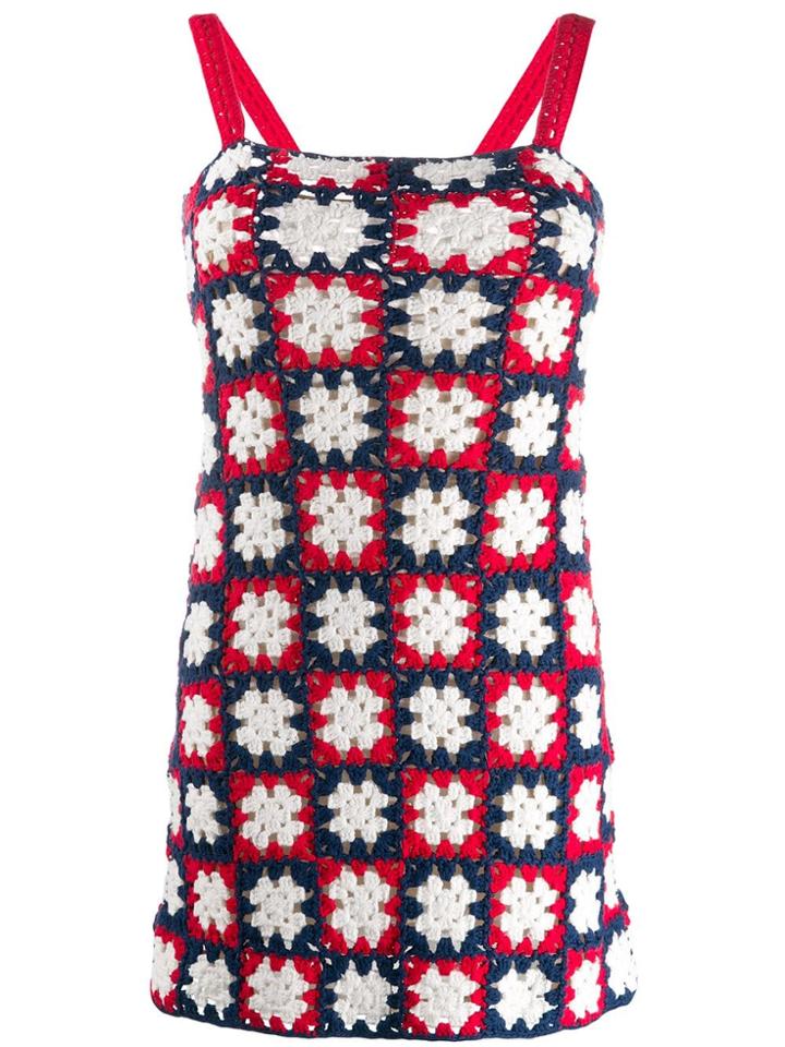 Staud Turbo Crochet Mini Dress - Red