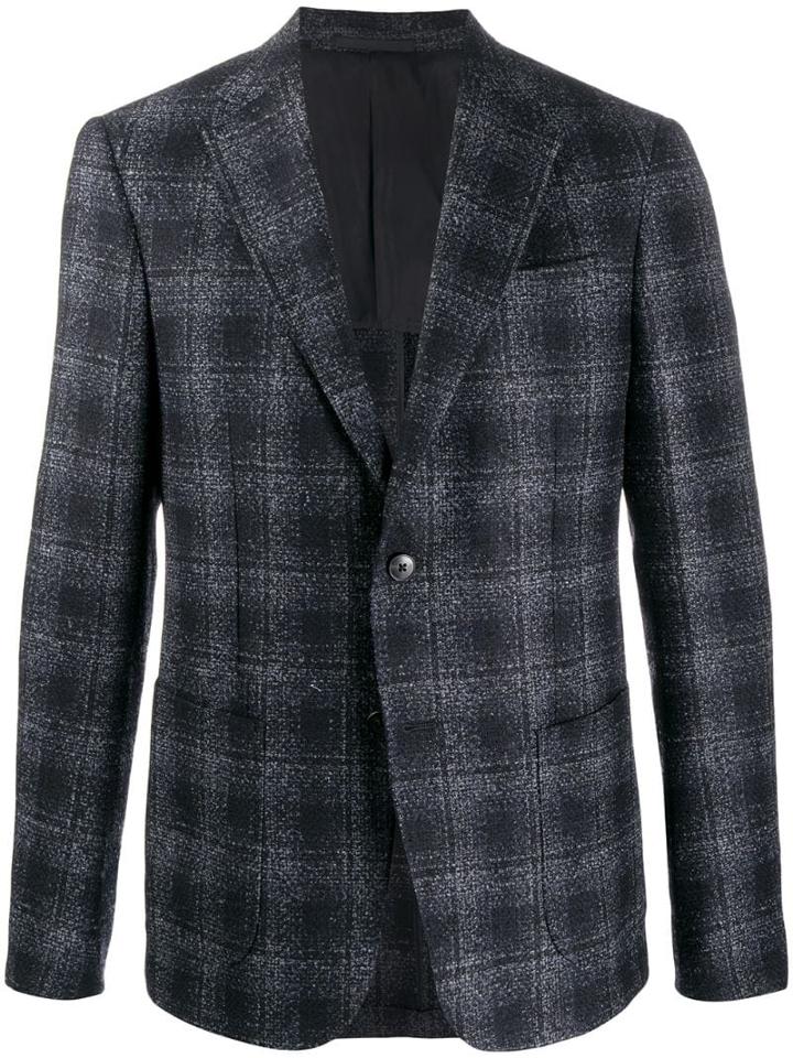Z Zegna Checked Single-breasted Blazer - Blue