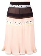 Carven Patchwork Pleated Skirt, Women's, Size: 40, Nude/neutrals, Polyester