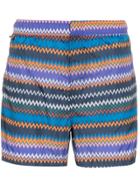 Missoni Zig-zag Stripe Print Swim Shorts - Blue