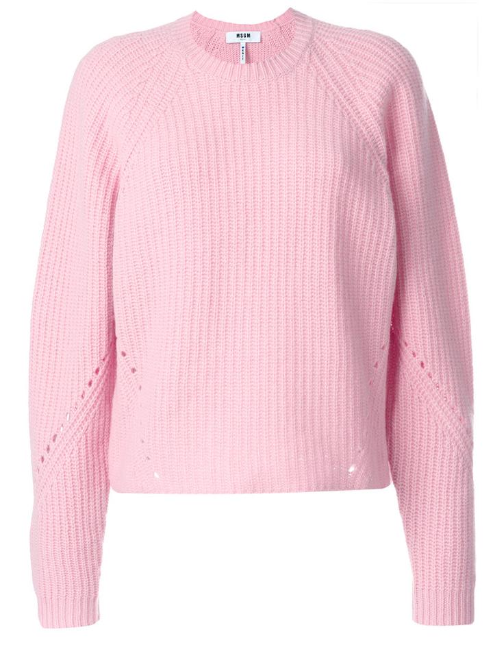 Msgm - Knit Jumper - Women - Spandex/elastane/wool - M, Pink/purple, Spandex/elastane/wool