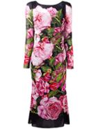 Dolce & Gabbana Rose (pink) Print Dress, Women's, Size: 46, Silk/polyamide/spandex/elastane/silk