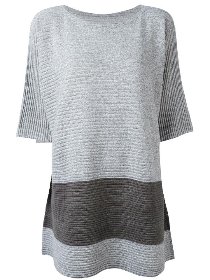 Issey Miyake Cauliflower Ribbed Loose-fit T-shirt, Women's, Grey, Polyester/polyurethane