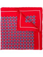 Canali Floral Print Pocket Square - Red