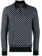 Prada Long-sleeve Intarsia Polo Shirt - Black
