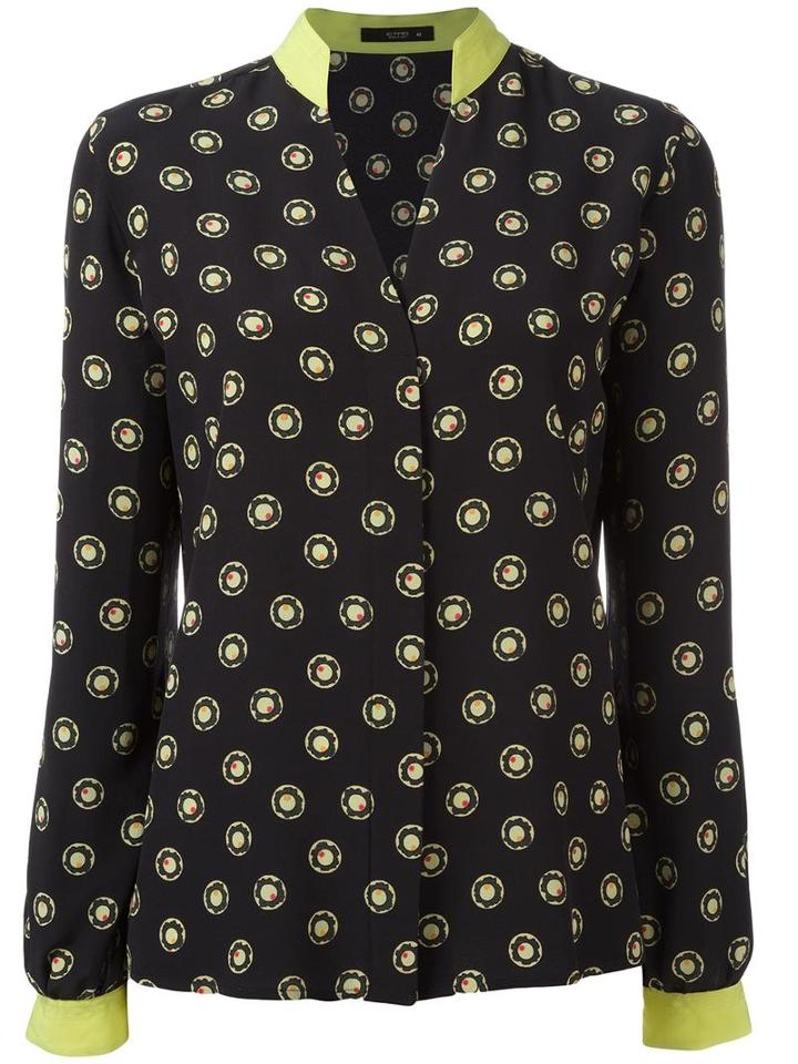 Etro Contrast Cuff Printed Shirt, Women's, Size: 42, Black, Silk