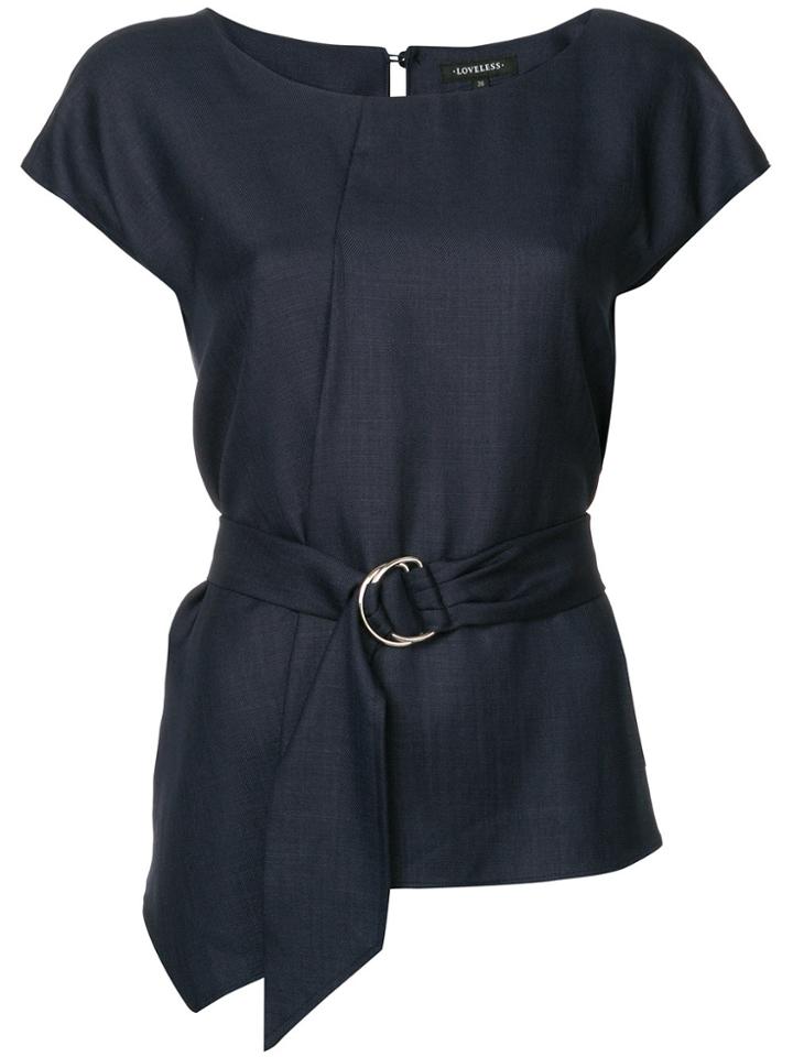 Loveless Belted Short-sleeve Top - Blue