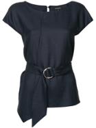 Loveless Belted Short-sleeve Top - Blue