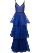 Marchesa Notte Long Empire Line Dress - Blue