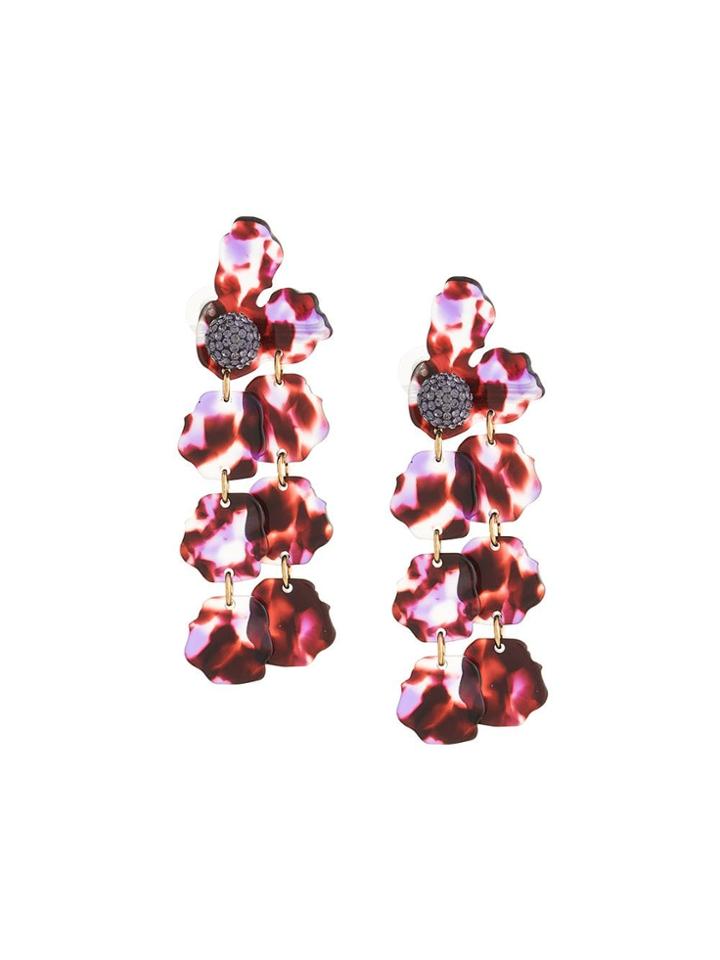 Lele Sadoughi Crystal Embellished Drop Earrings - Pink & Purple