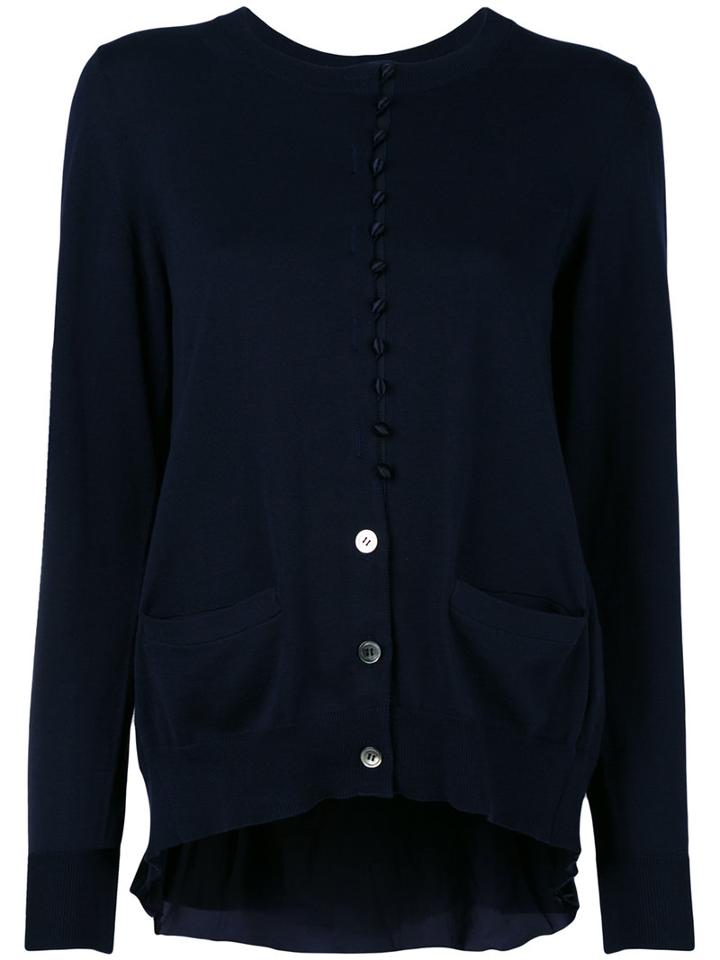 Sacai Cupro Insert Cardigan, Women's, Size: 3, Blue, Cotton/cupro/polyester