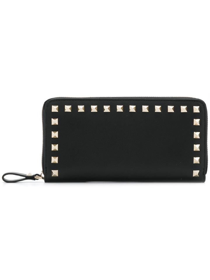 Valentino Rockstud Zip Around Wallet - Black