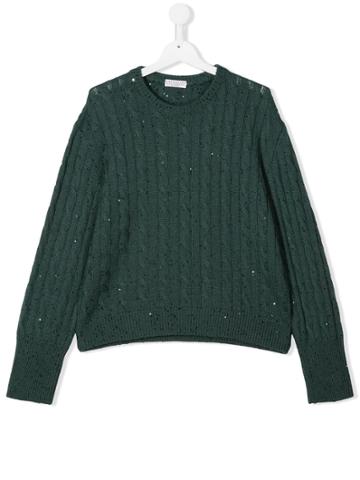 Brunello Cucinelli Kids Cable Knit Jumper - Green