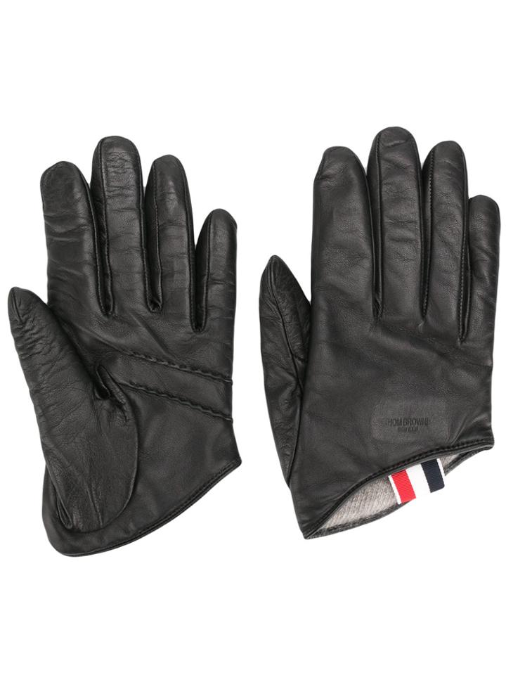 Thom Browne Cashmere-lined Leather Gloves - Black