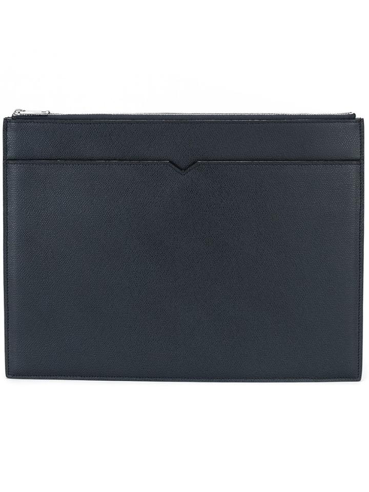 Valextra Double Zip Portfolio - Blue