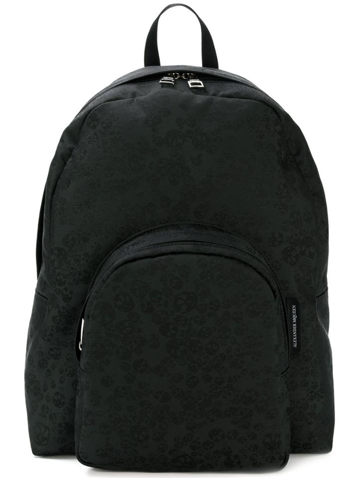 Alexander Mcqueen Small Jacquard Skull Backpack - Black
