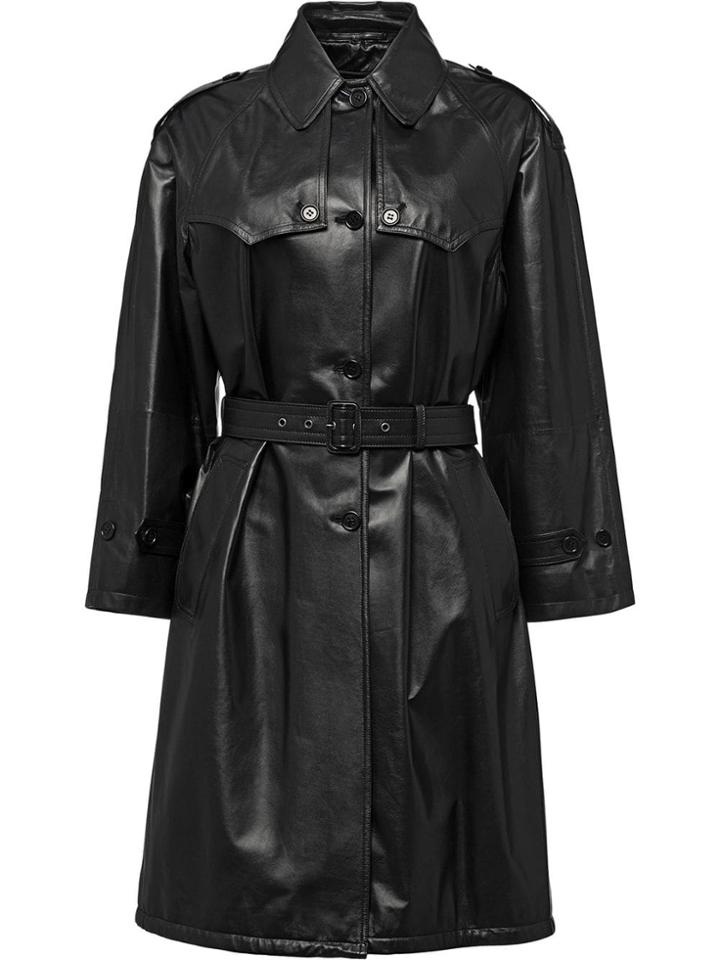 Prada Light Nappa Leather Trench Coat - Black