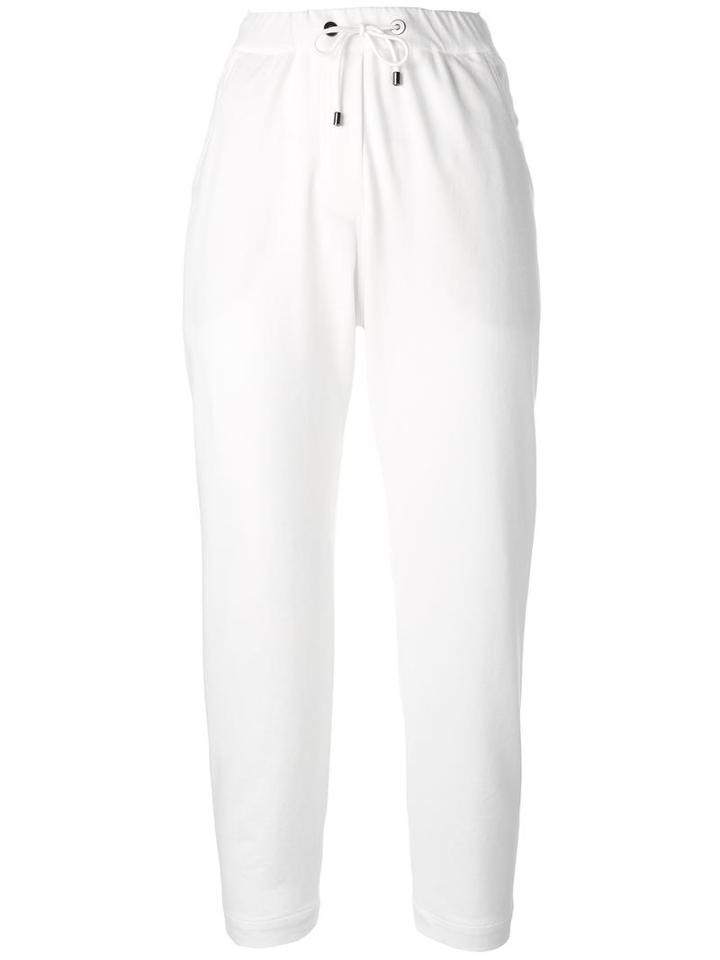 Brunello Cucinelli Drawstring Waistband Cropped Trousers, Women's, Size: 42, White, Cotton/spandex/elastane/polyester/acetate
