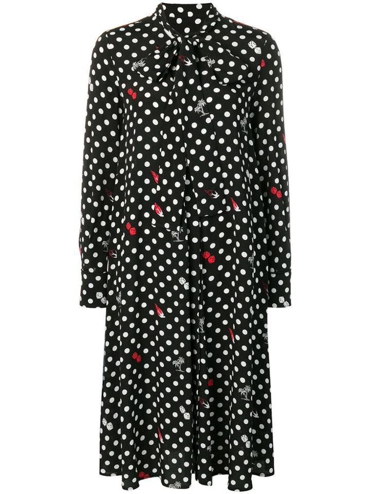 Mcq Alexander Mcqueen Polka Dot Print Midi Dress - Black