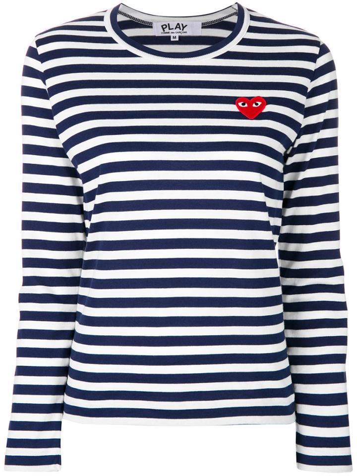 Comme Des Garçons Play Striped Logo Top - Black